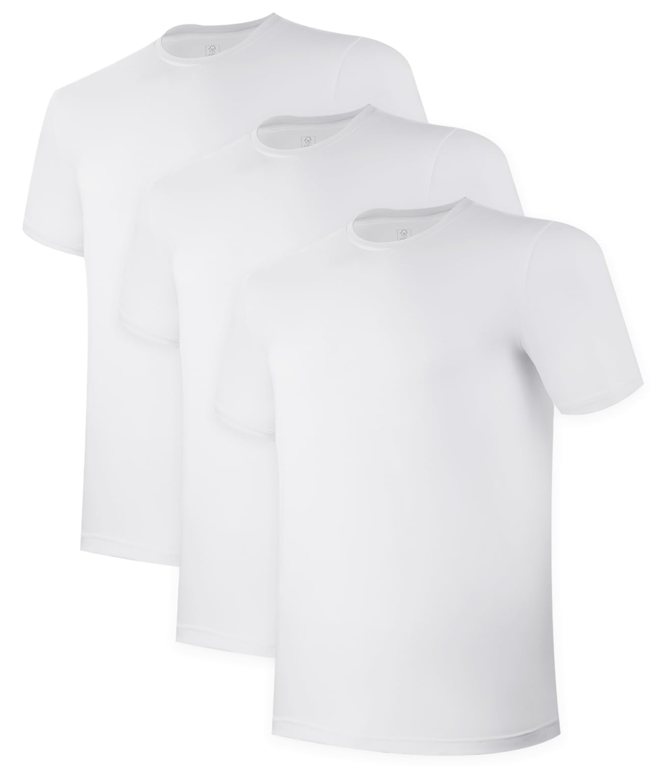 BAMBOO COOL Mens Undershirts Pack, Soft T Shirts for Men, Moisture Wicking Tees, Stretchy Breathable Crew Neck Inner Shirt