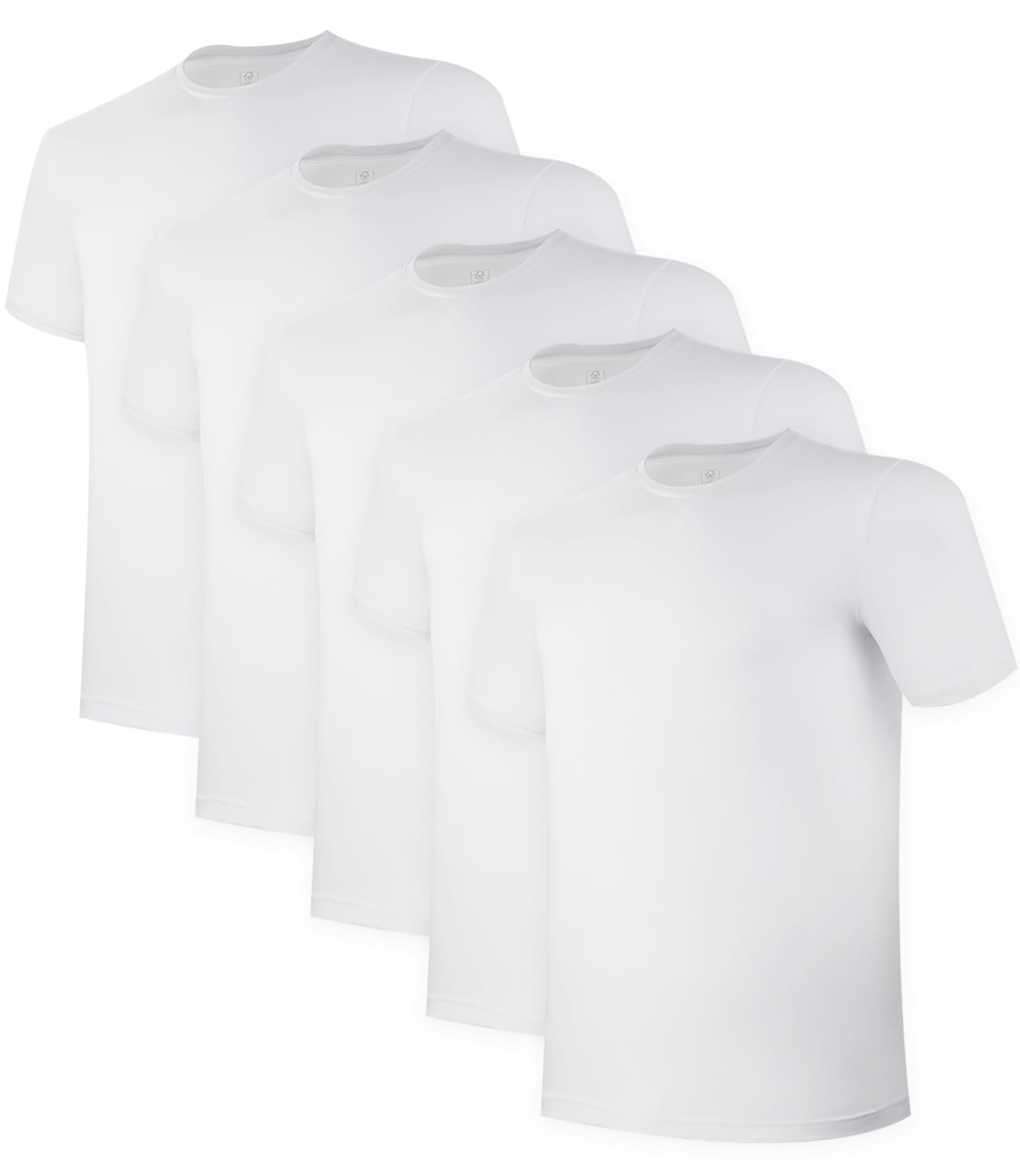 BAMBOO COOL Mens Undershirts Pack, Soft T Shirts for Men, Moisture Wicking Tees, Stretchy Breathable Crew Neck Inner Shirt