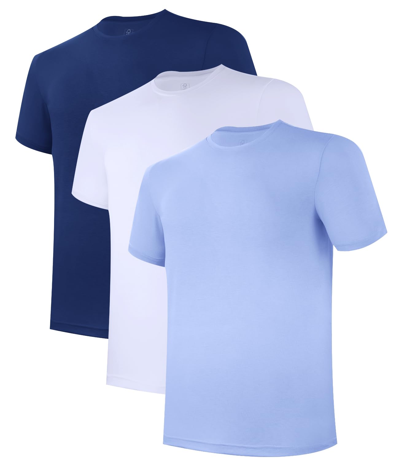 BAMBOO COOL Mens Undershirts Pack, Soft T Shirts for Men, Moisture Wicking Tees, Stretchy Breathable Crew Neck Inner Shirt