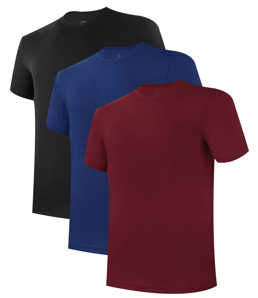 BAMBOO COOL Mens Undershirts Pack, Soft T Shirts for Men, Moisture Wicking Tees, Stretchy Breathable Crew Neck Inner Shirt
