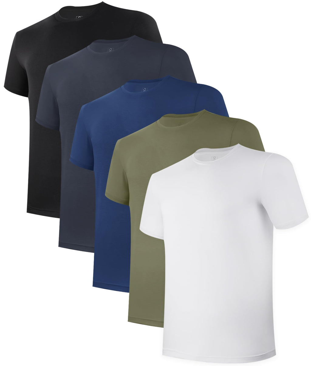 BAMBOO COOL Mens Undershirts Pack, Soft T Shirts for Men, Moisture Wicking Tees, Stretchy Breathable Crew Neck Inner Shirt