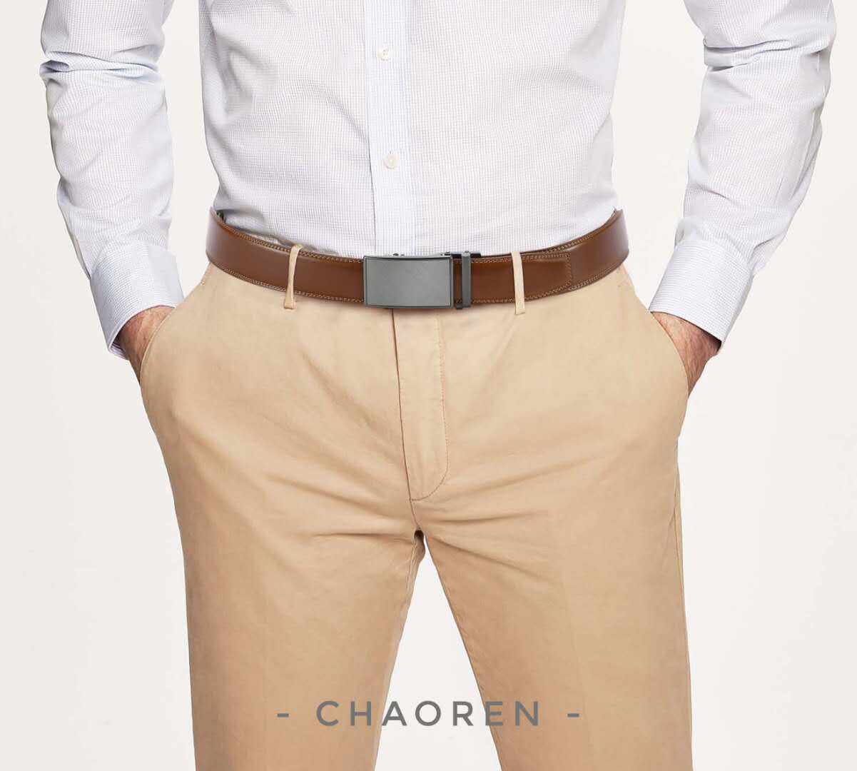 CHAOREN Leather Ratchet Belt Men 2 Pack - Customizable Fit, Effortless Style (35mm)