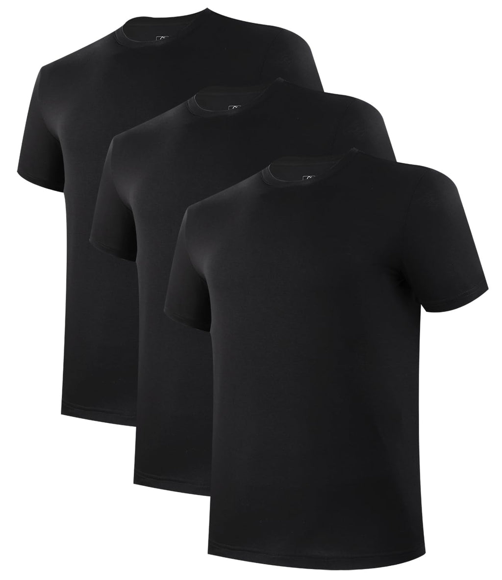 BAMBOO COOL Mens Undershirts Pack, Soft T Shirts for Men, Moisture Wicking Tees, Stretchy Breathable Crew Neck Inner Shirt