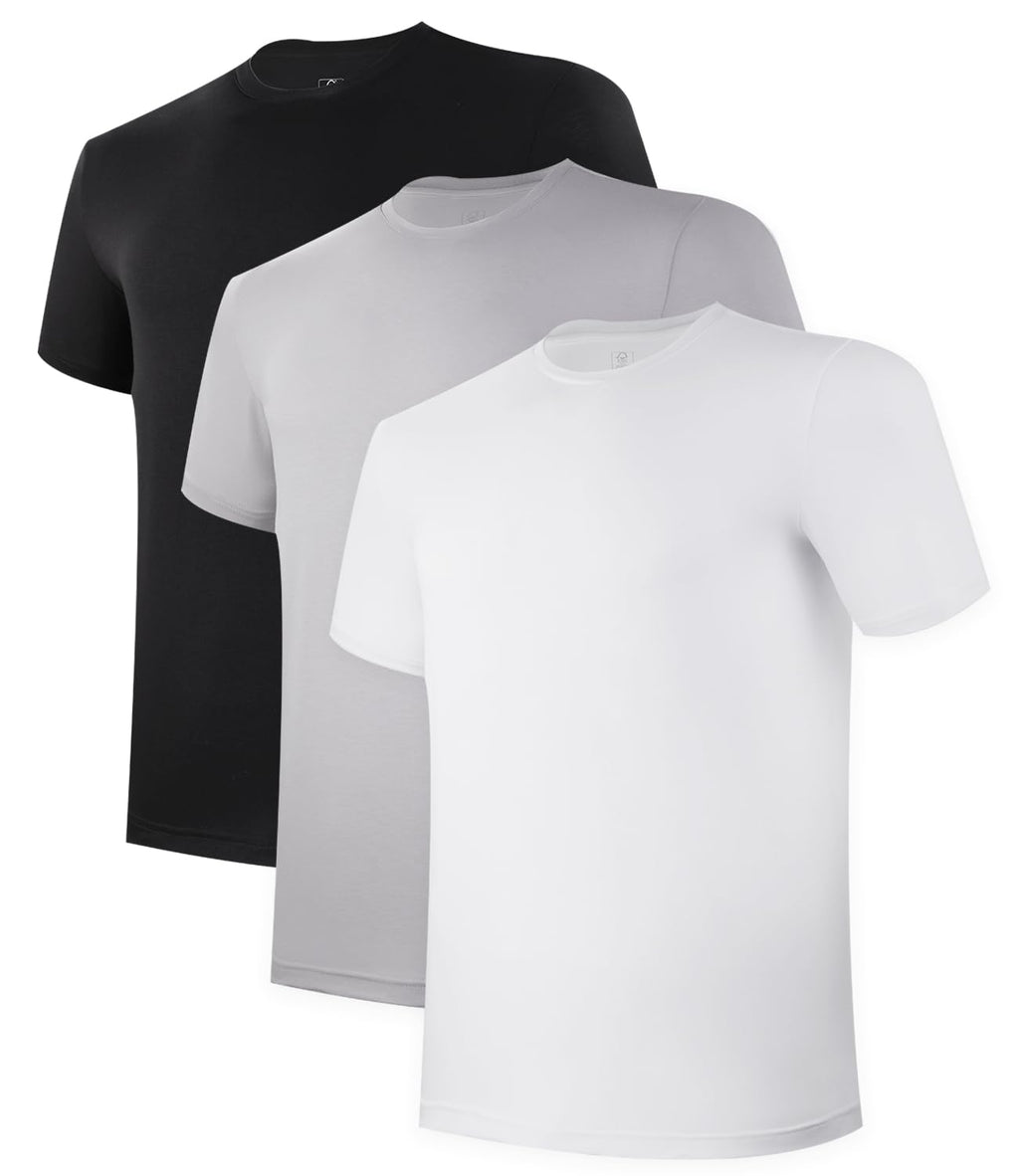 BAMBOO COOL Mens Undershirts Pack, Soft T Shirts for Men, Moisture Wicking Tees, Stretchy Breathable Crew Neck Inner Shirt