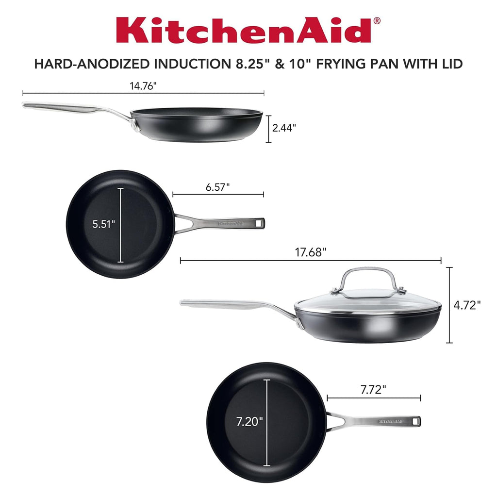 KitchenAid Hard-Anodized Induction Nonstick Cookware Pots and Pans Set, 10-Piece, Matte Black