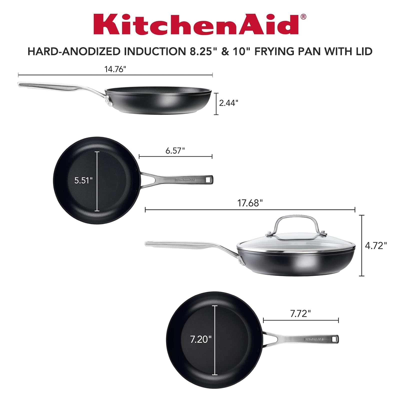 KitchenAid Hard-Anodized Induction Nonstick Cookware Pots and Pans Set, 10-Piece, Matte Black