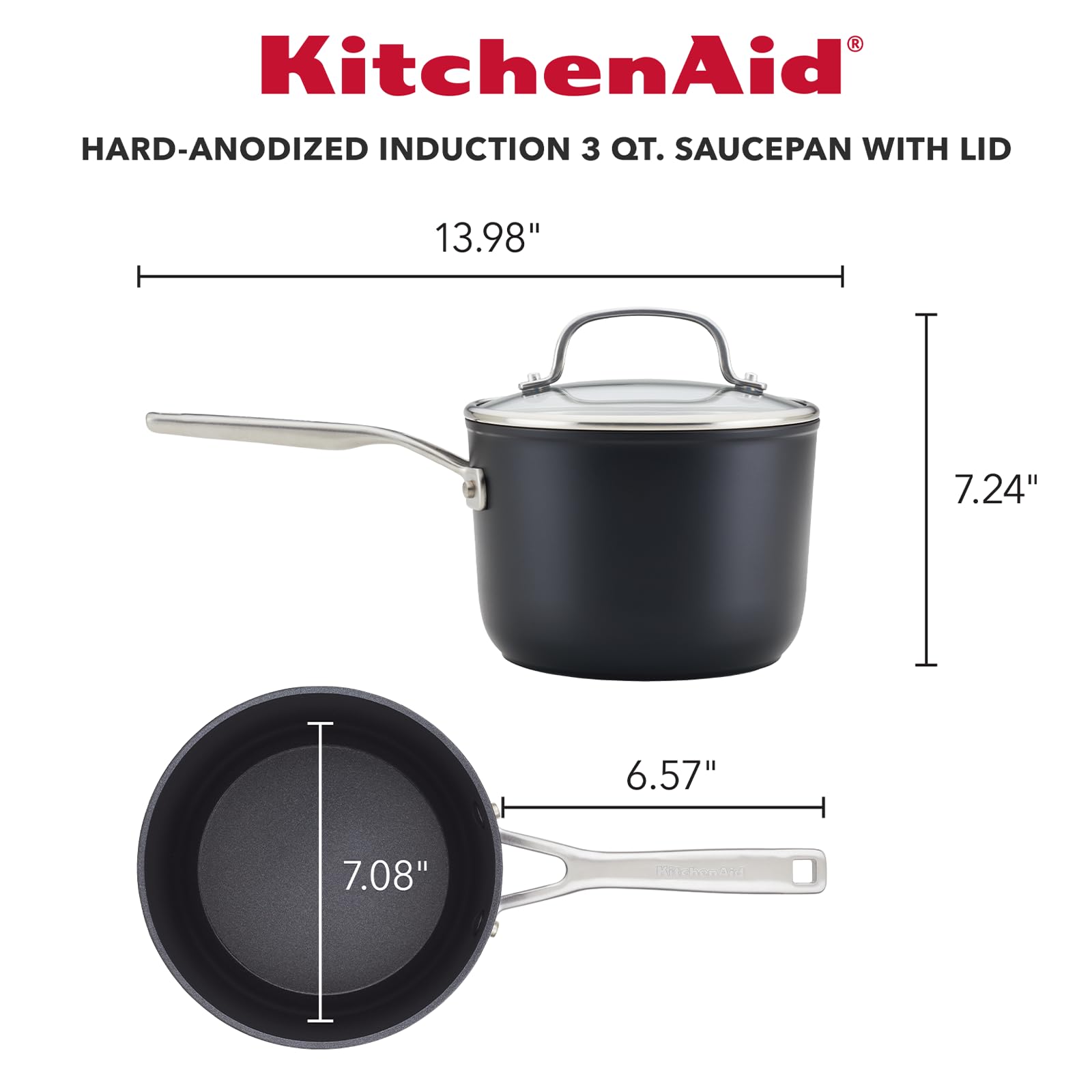 KitchenAid Hard-Anodized Induction Nonstick Cookware Pots and Pans Set, 10-Piece, Matte Black