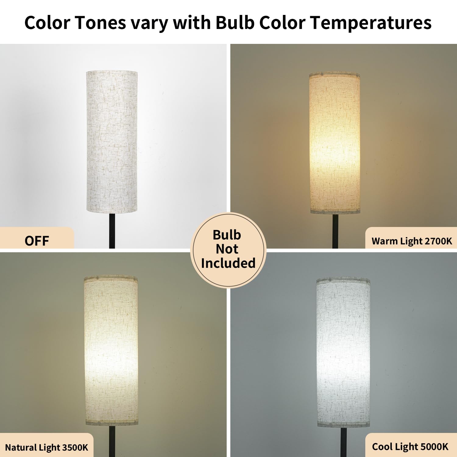FRIDEKO HOME 2 Pack Floor Lamps for Living Room, Dimmable Colors Temperature & Brightness, Modern Floor Lamp with Remote, Tall Standing Lamps for Living Room Bedroom Office, Beige Shade 9W Smart Bulb