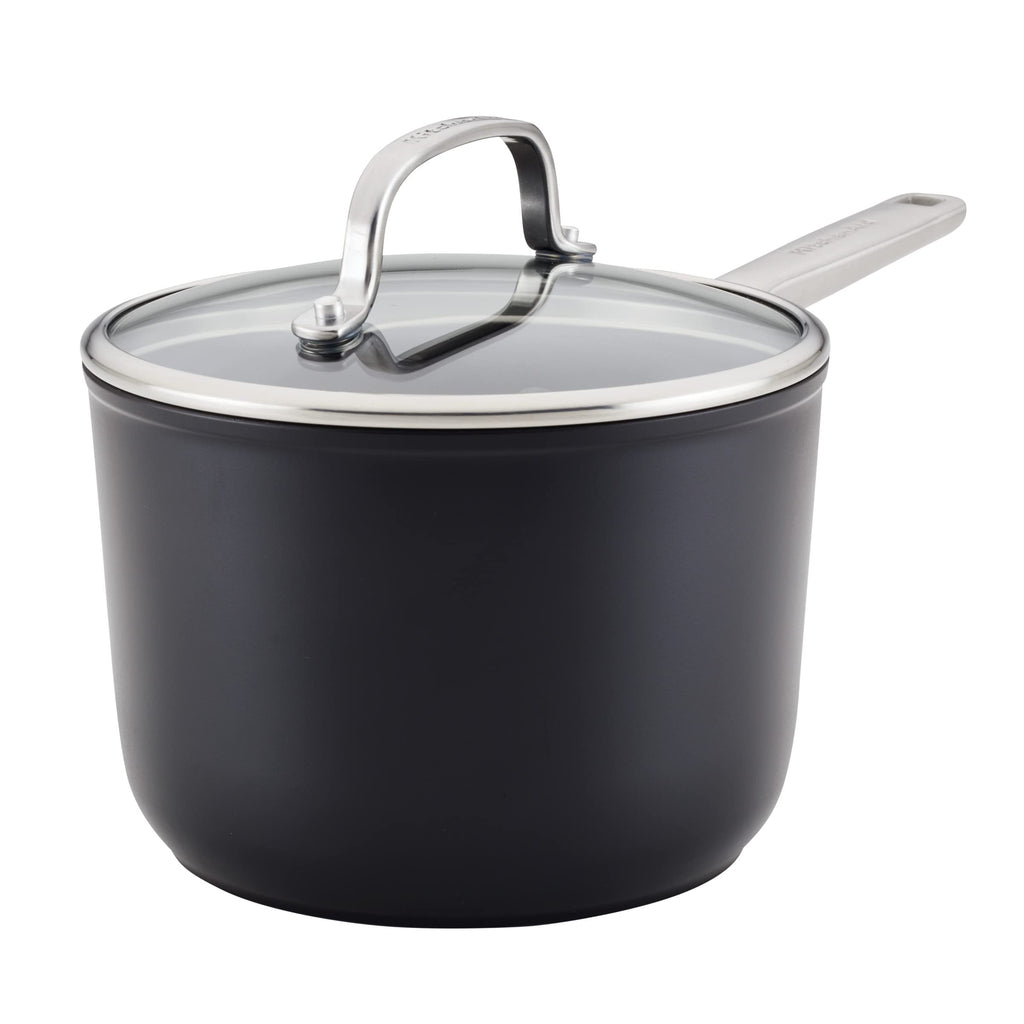 KitchenAid Hard-Anodized Induction Nonstick Cookware Pots and Pans Set, 10-Piece, Matte Black