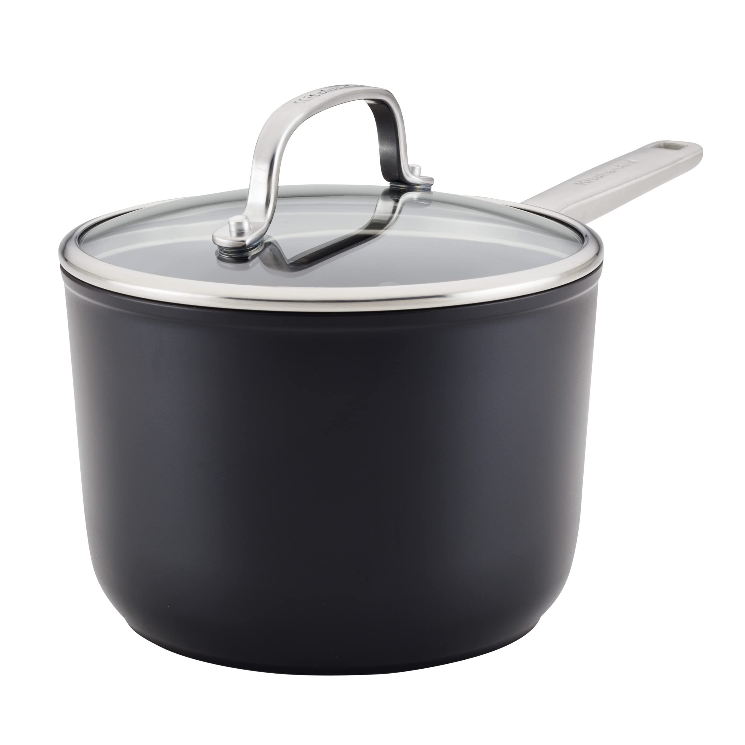 KitchenAid Hard-Anodized Induction Nonstick Cookware Pots and Pans Set, 10-Piece, Matte Black