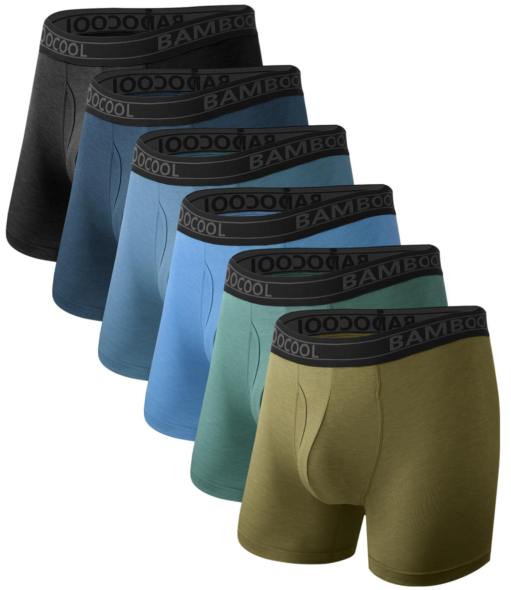 BAMBOO COOL Breathable Men's Underwear Modern Multipack Comfortsoft Moisture-Wicking Boxer Briefs 6 Pack