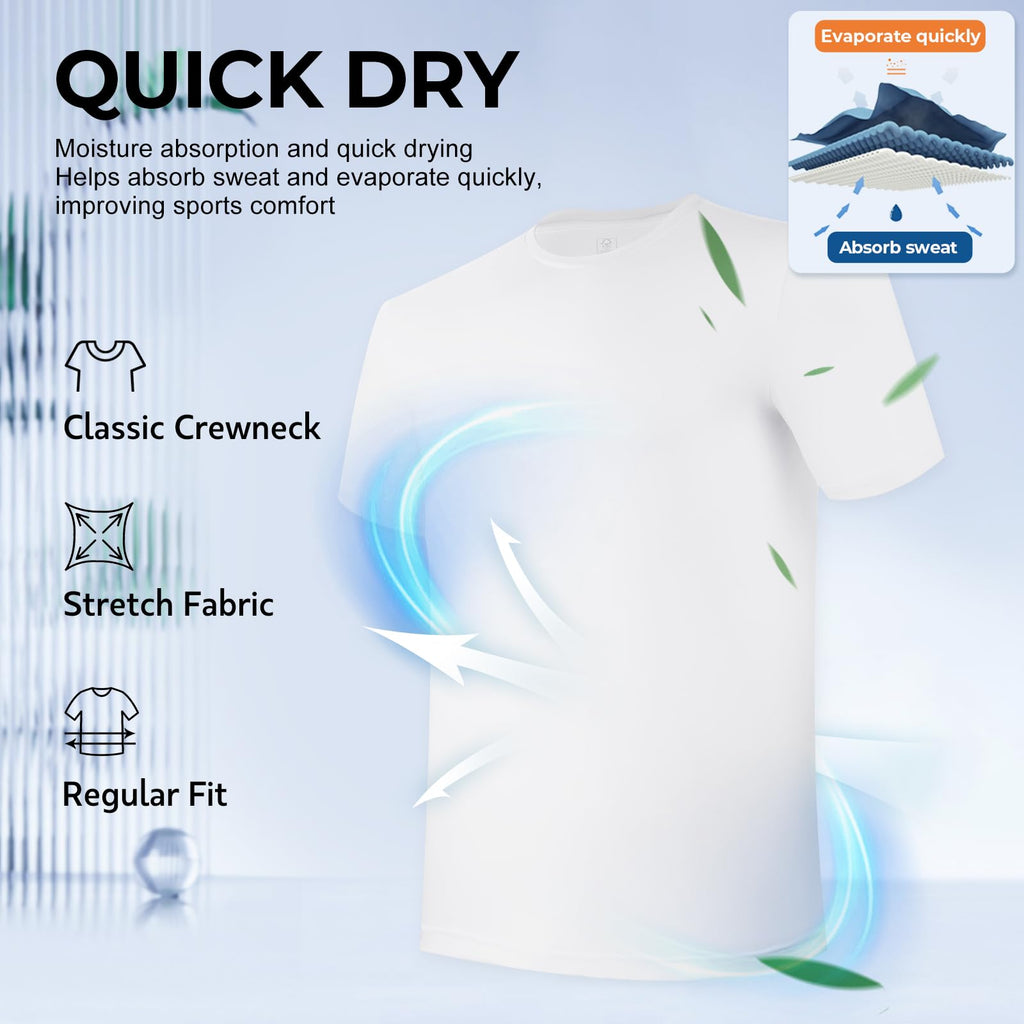 BAMBOO COOL Mens Undershirts Pack, Soft T Shirts for Men, Moisture Wicking Tees, Stretchy Breathable Crew Neck Inner Shirt