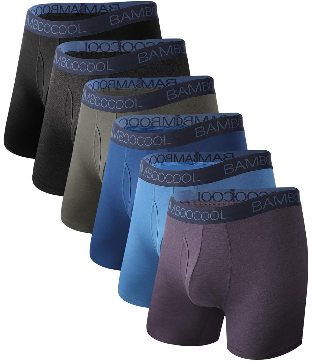 BAMBOO COOL Breathable Men's Underwear Modern Multipack Comfortsoft Moisture-Wicking Boxer Briefs 6 Pack