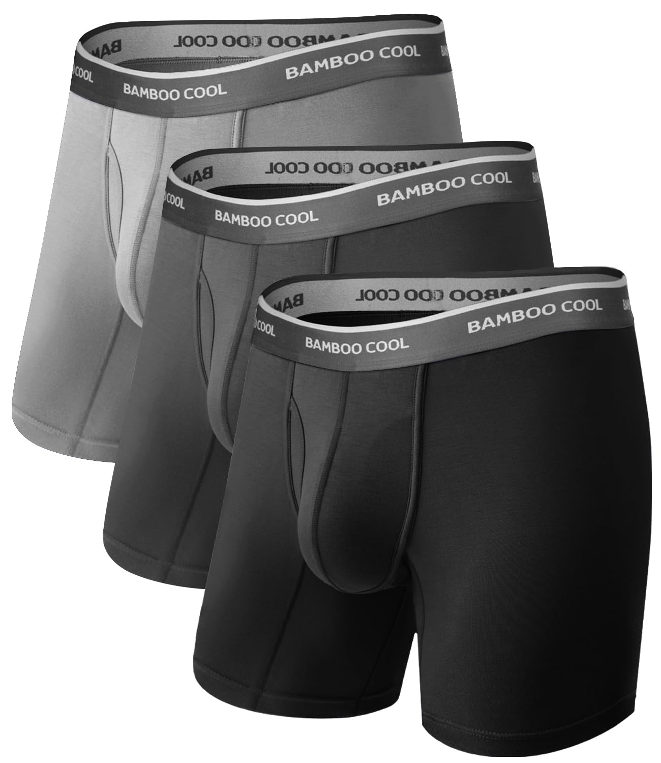 BAMBOO COOL Breathable Men's Underwear Modern Multipack Comfortsoft Moisture-Wicking Boxer Briefs 6 Pack
