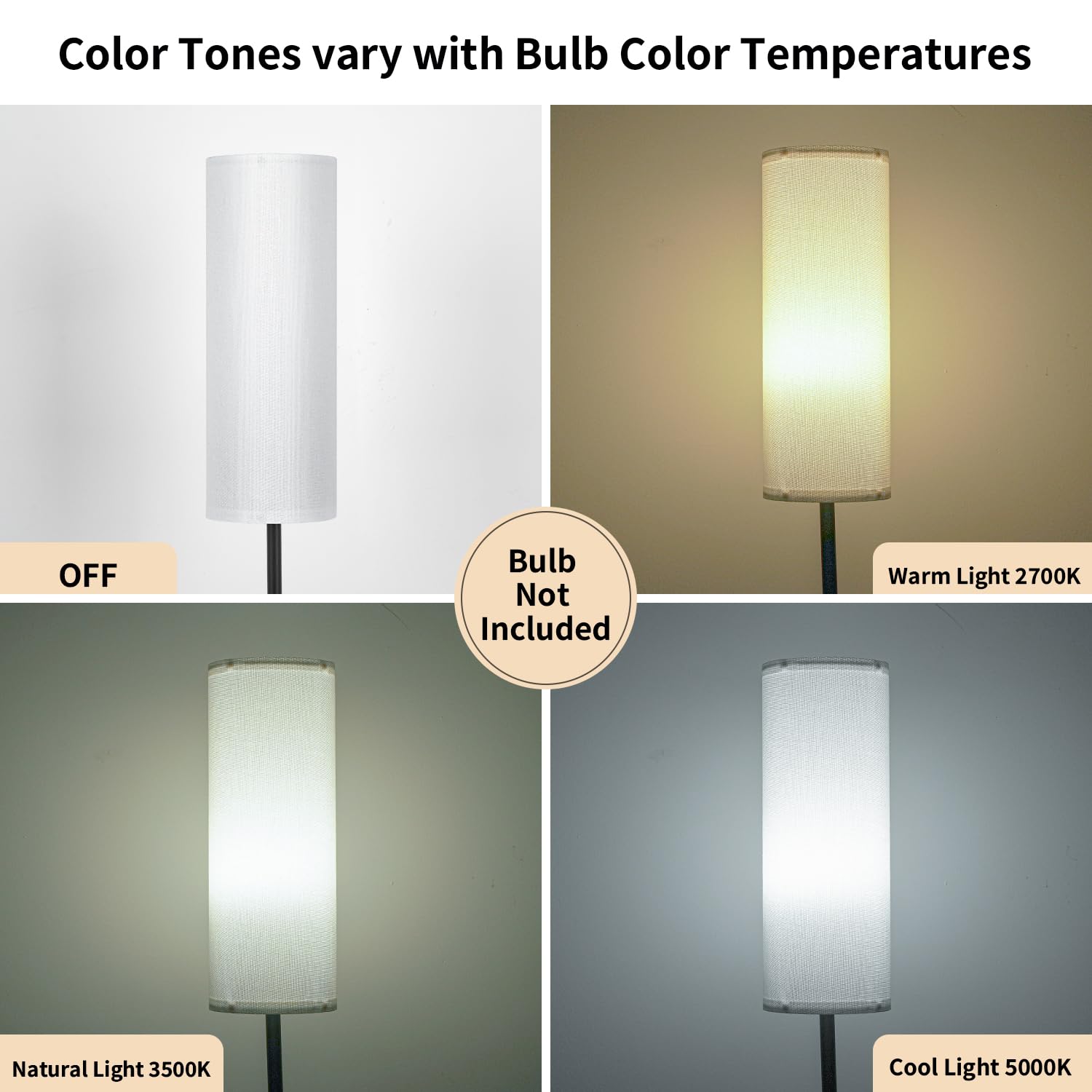 FRIDEKO HOME 2 Pack Floor Lamps for Living Room, Dimmable Colors Temperature & Brightness, Modern Floor Lamp with Remote, Tall Standing Lamps for Living Room Bedroom Office, Beige Shade 9W Smart Bulb