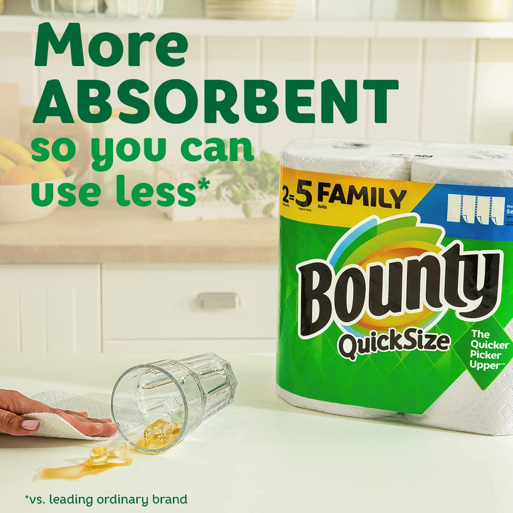 Bounty Quick-Size Paper Towels, White, 12 Family Triple = 40 Regular Rolls