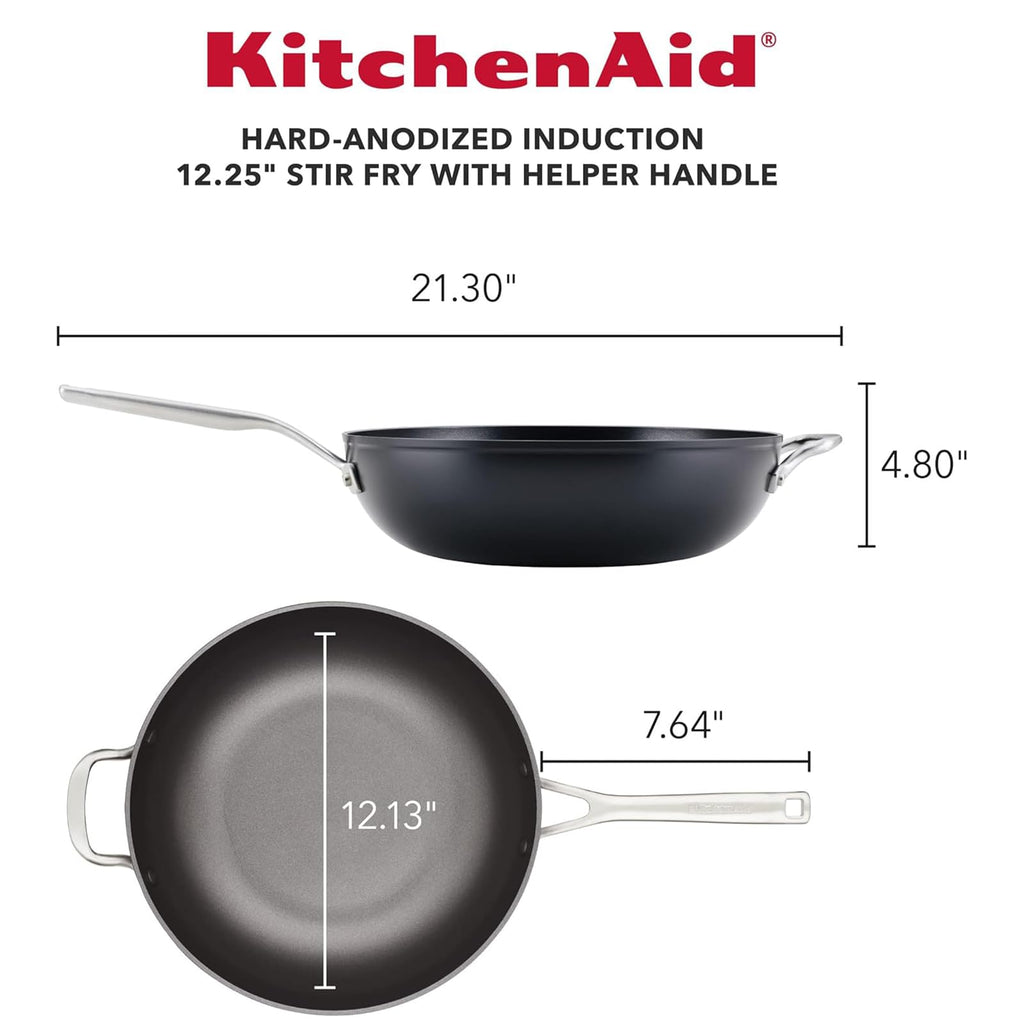 KitchenAid Hard-Anodized Induction Nonstick Cookware Pots and Pans Set, 10-Piece, Matte Black