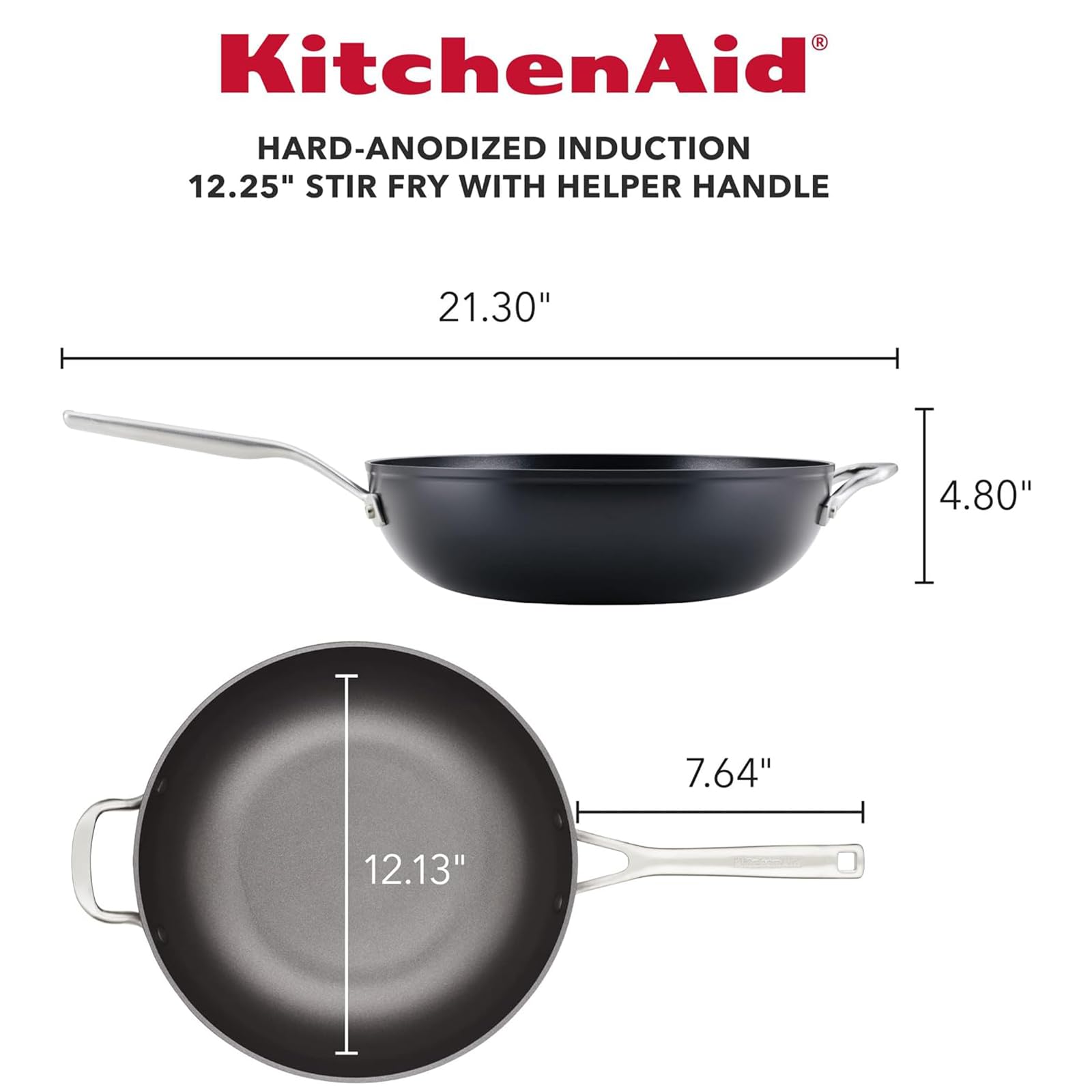 KitchenAid Hard-Anodized Induction Nonstick Cookware Pots and Pans Set, 10-Piece, Matte Black