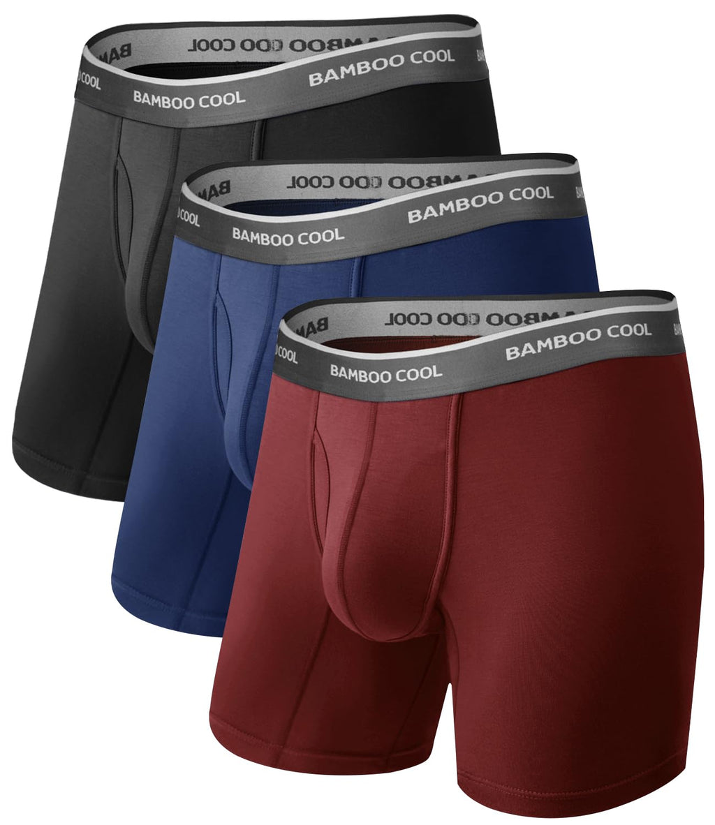 BAMBOO COOL Breathable Men's Underwear Modern Multipack Comfortsoft Moisture-Wicking Boxer Briefs 6 Pack