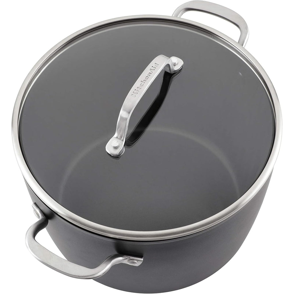 KitchenAid Hard-Anodized Induction Nonstick Cookware Pots and Pans Set, 10-Piece, Matte Black