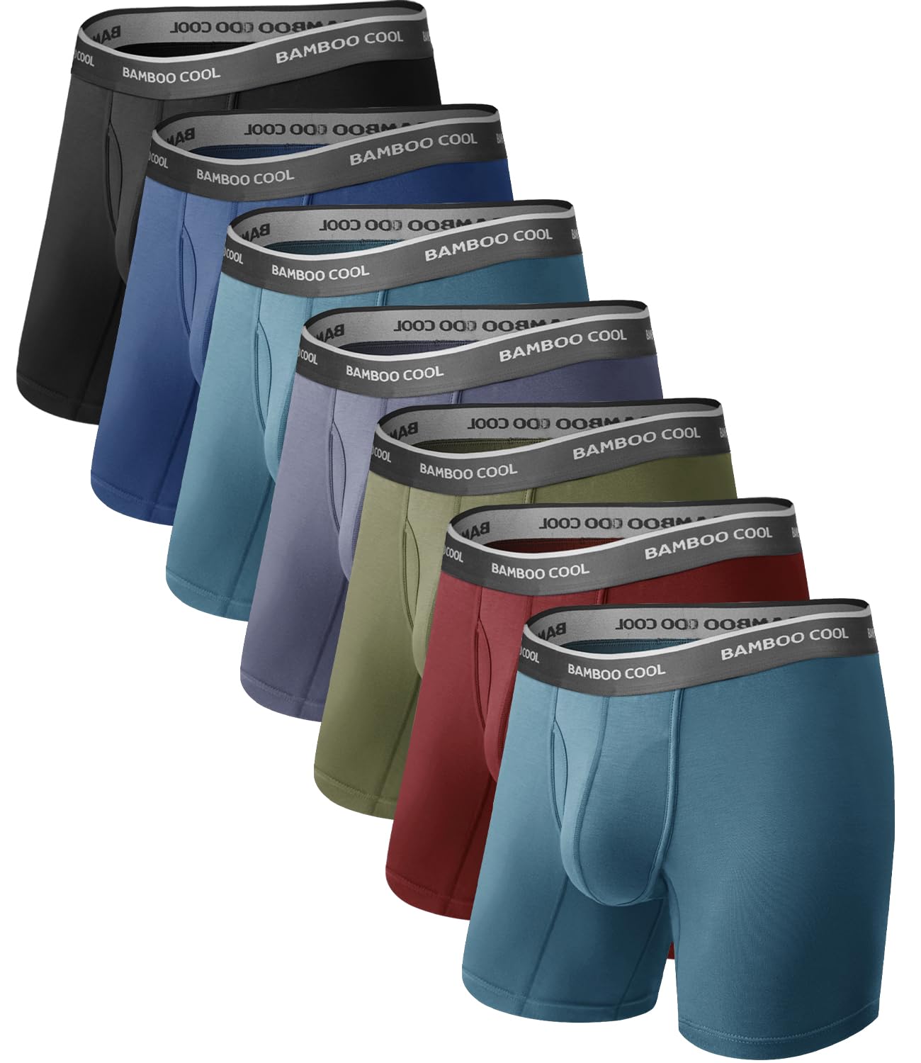 BAMBOO COOL Breathable Men's Underwear Modern Multipack Comfortsoft Moisture-Wicking Boxer Briefs 6 Pack