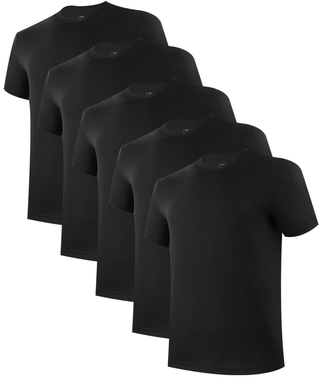 BAMBOO COOL Mens Undershirts Pack, Soft T Shirts for Men, Moisture Wicking Tees, Stretchy Breathable Crew Neck Inner Shirt