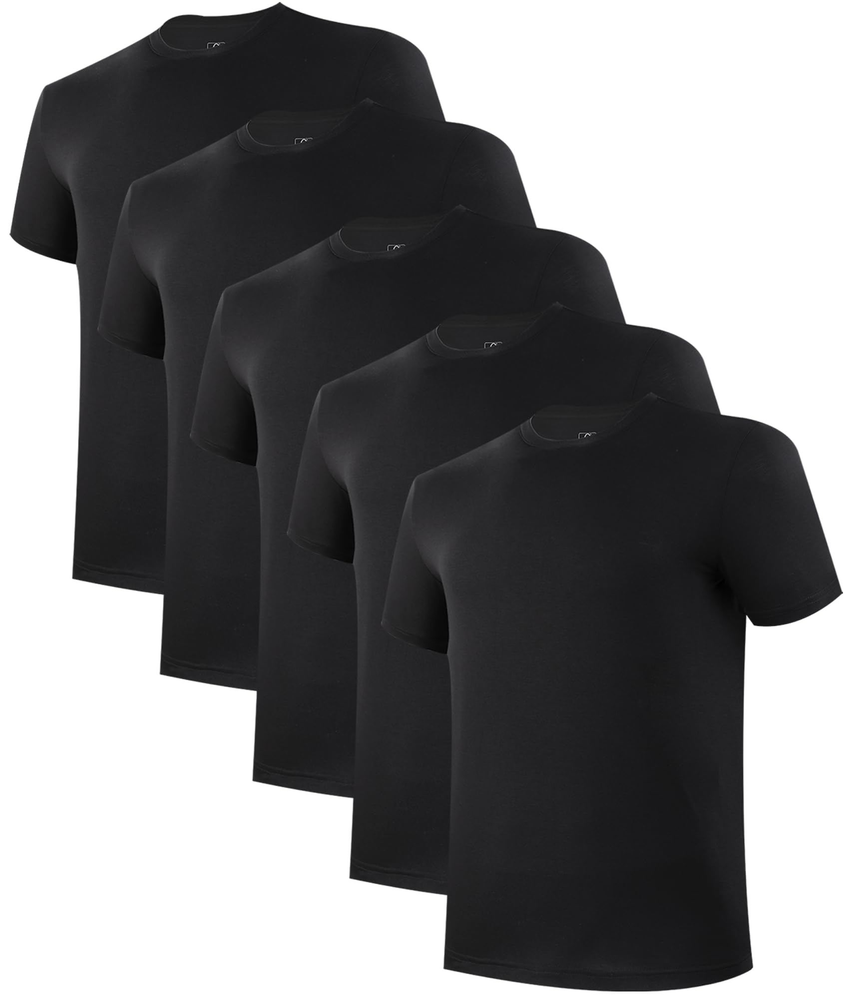 BAMBOO COOL Mens Undershirts Pack, Soft T Shirts for Men, Moisture Wicking Tees, Stretchy Breathable Crew Neck Inner Shirt
