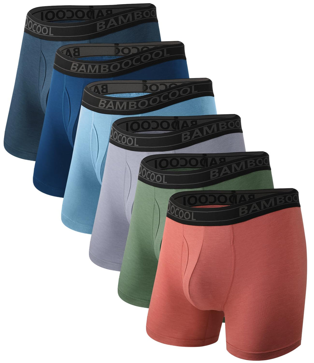 BAMBOO COOL Breathable Men's Underwear Modern Multipack Comfortsoft Moisture-Wicking Boxer Briefs 6 Pack