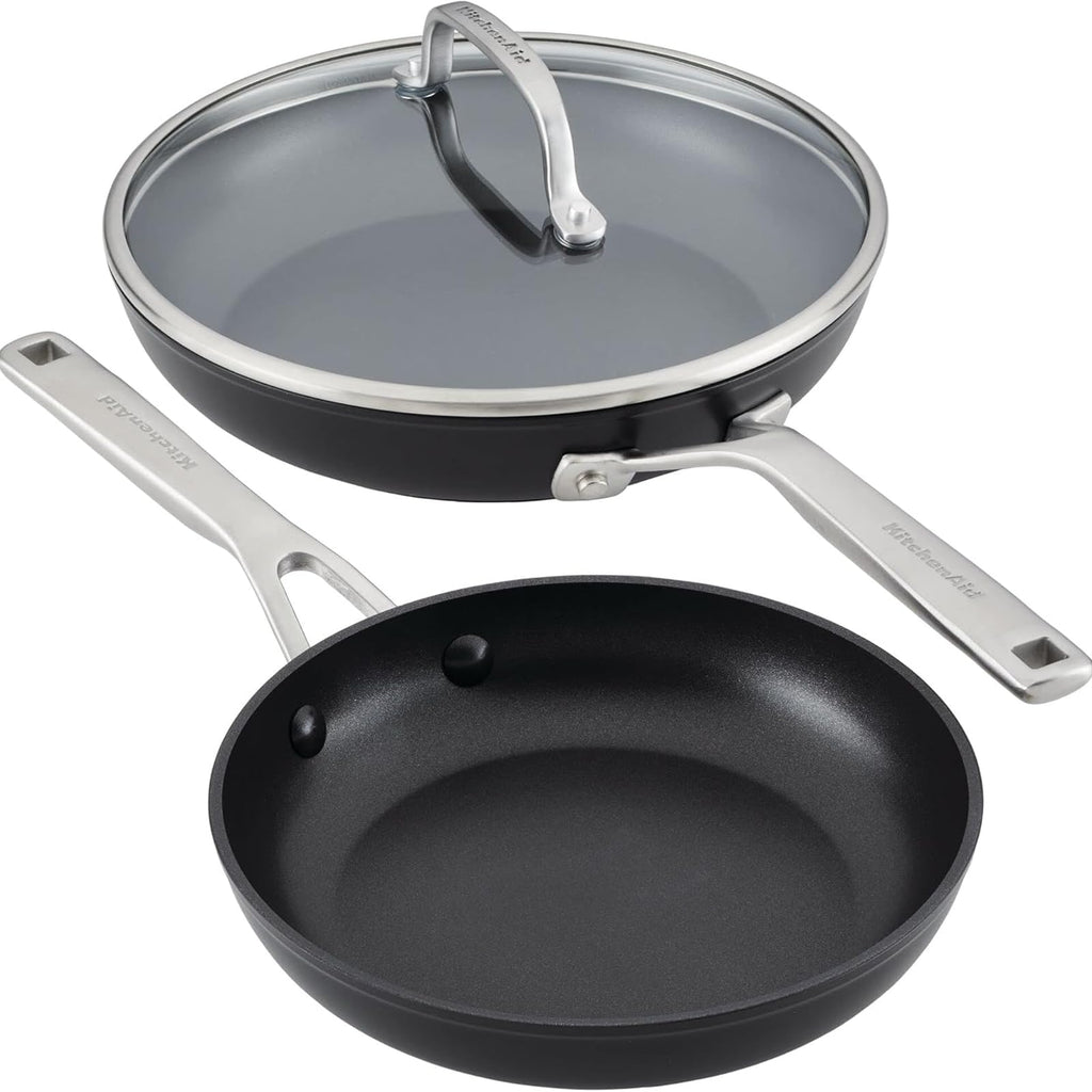 KitchenAid Hard-Anodized Induction Nonstick Cookware Pots and Pans Set, 10-Piece, Matte Black