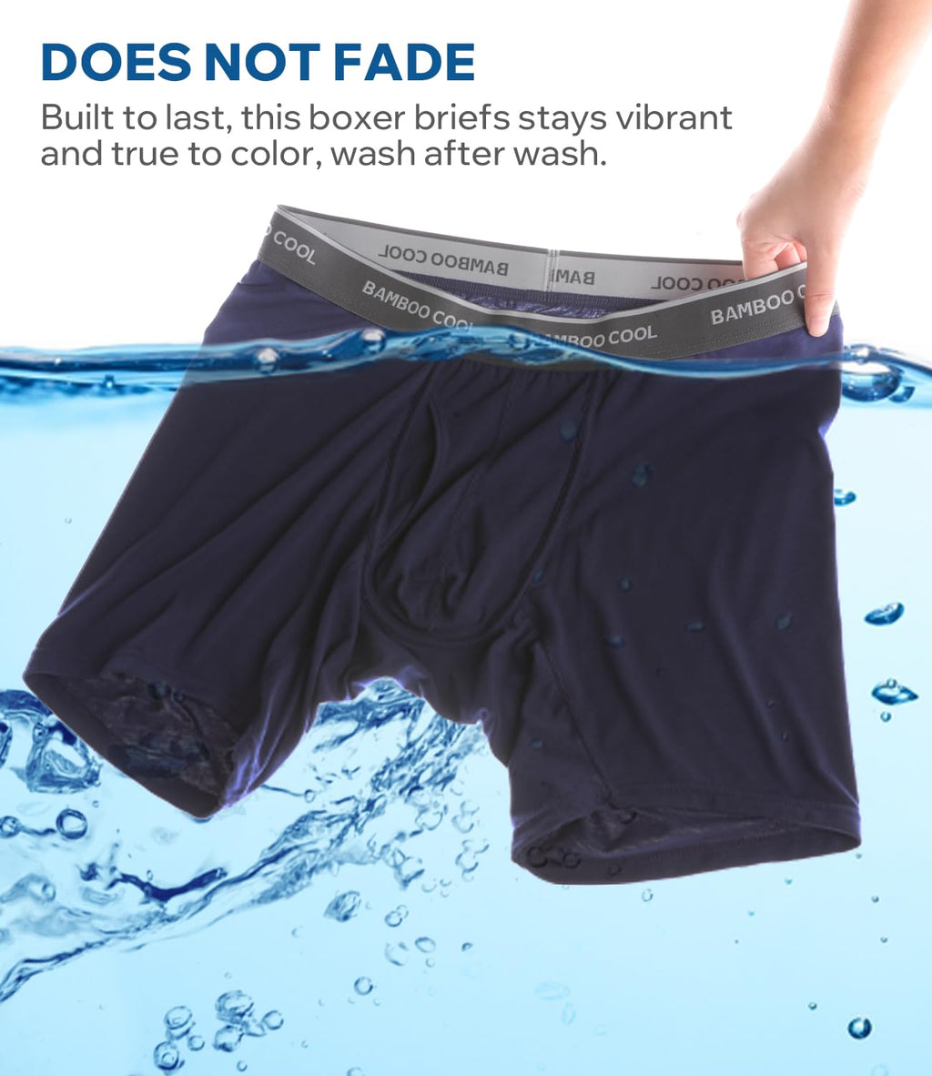 BAMBOO COOL Breathable Men's Underwear Modern Multipack Comfortsoft Moisture-Wicking Boxer Briefs 6 Pack