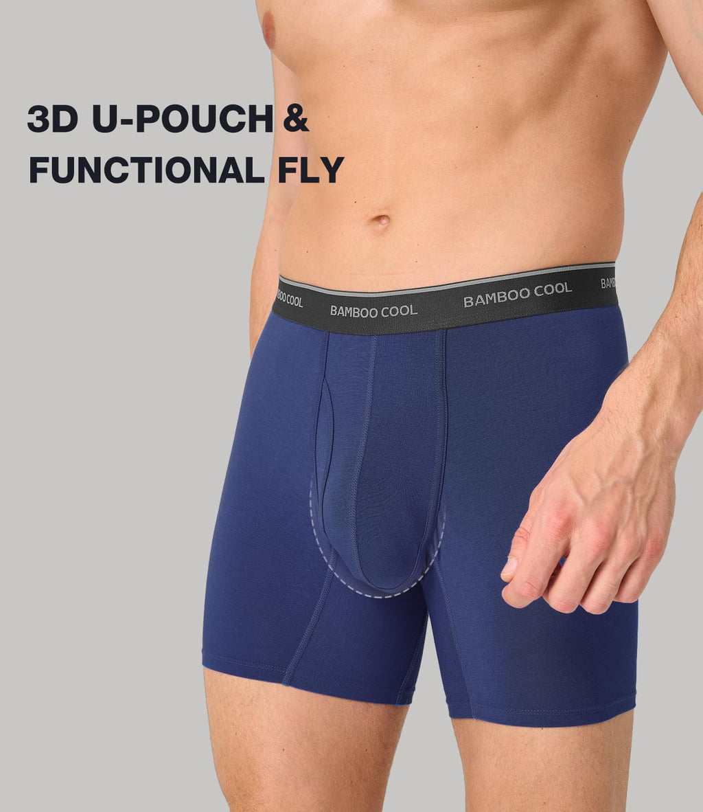 BAMBOO COOL Breathable Men's Underwear Modern Multipack Comfortsoft Moisture-Wicking Boxer Briefs 6 Pack