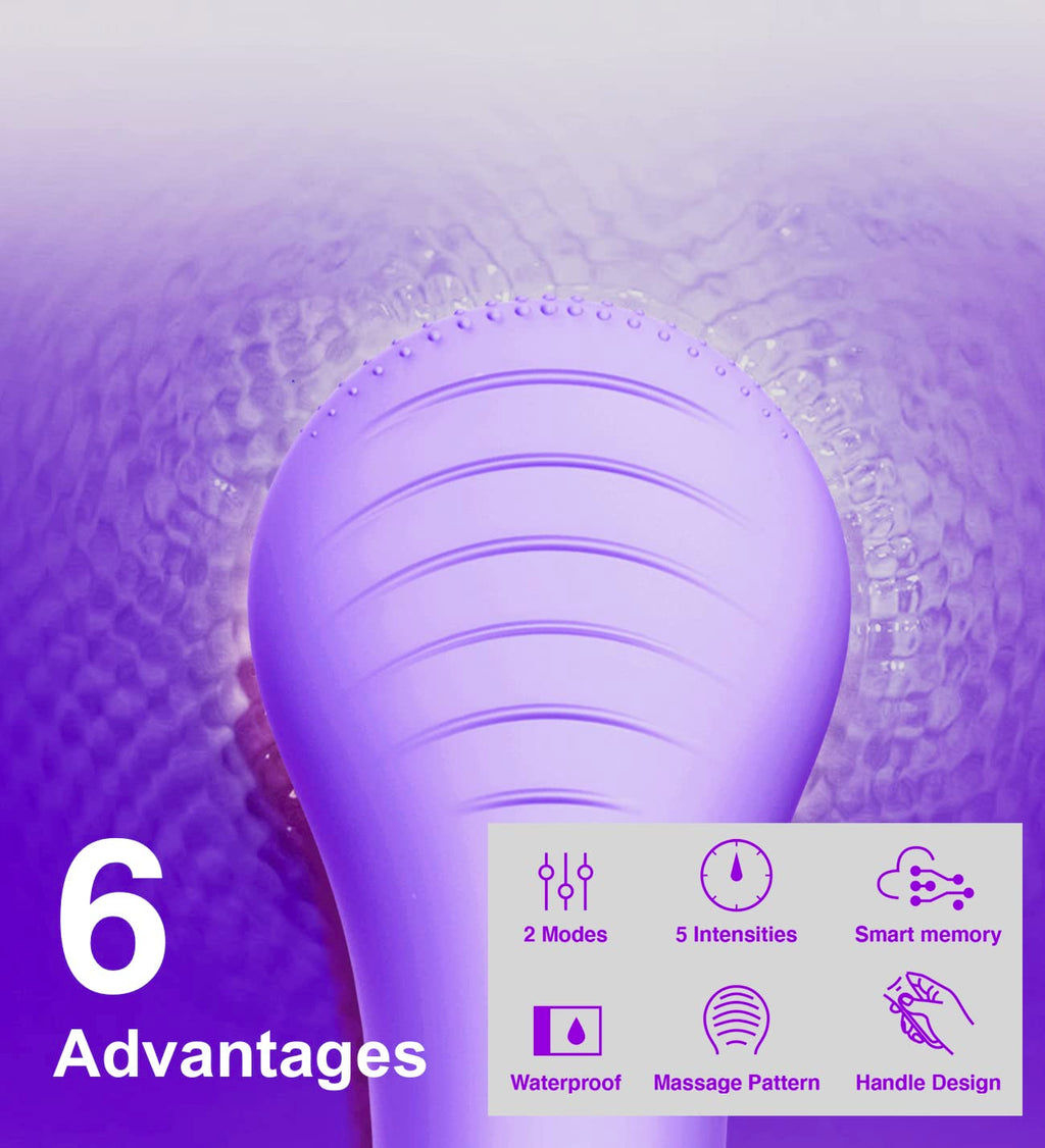 NågraCoola CLIE Facial Cleansing Brush, Waterproof and Rechargeable Face Scrub Brush for Men & Women, Cleansing, Exfoliating and Massaging, Electric Face Scrubber - Blue