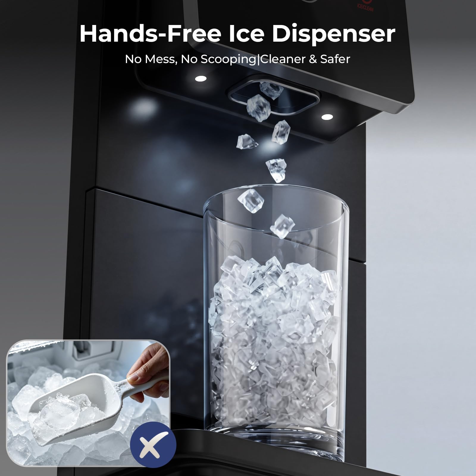Antarctic Star Nugget Ice Maker Countertop, 33 Lbs/24H, Automatic Ice Dispenser, Self-Cleaning Portable Ice Machine, 1.8L Water Tank, Touch Screen & Auto Ice Drop, for Home/Office/Kitchen
