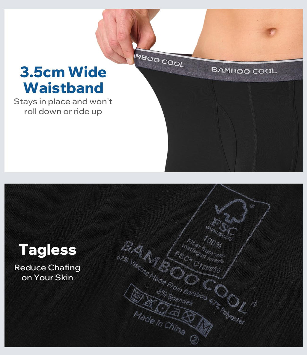 BAMBOO COOL Breathable Men's Underwear Modern Multipack Comfortsoft Moisture-Wicking Boxer Briefs 6 Pack