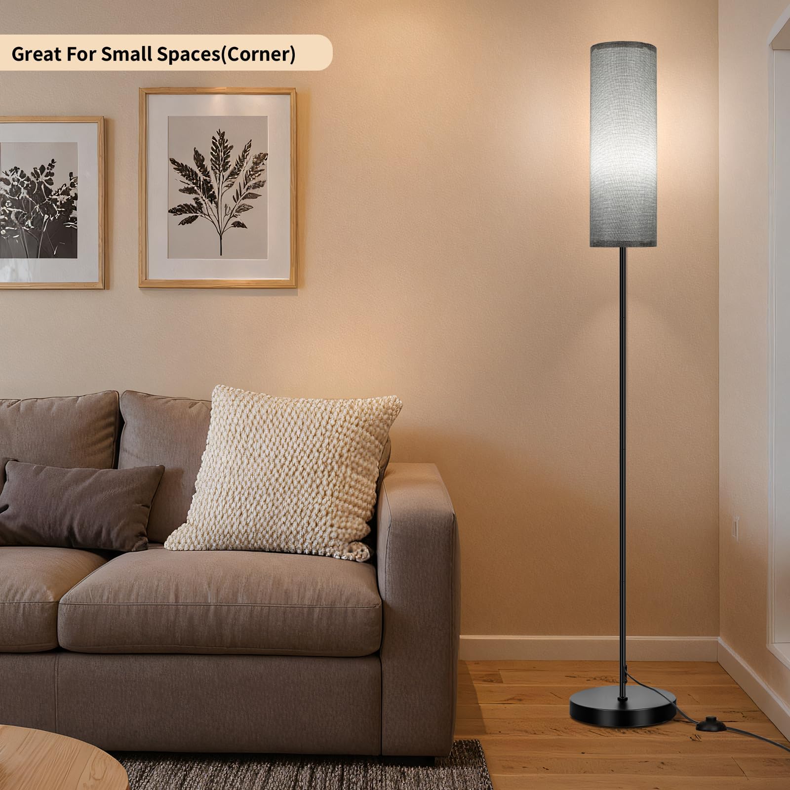 FRIDEKO HOME 2 Pack Floor Lamps for Living Room, Dimmable Colors Temperature & Brightness, Modern Floor Lamp with Remote, Tall Standing Lamps for Living Room Bedroom Office, Beige Shade 9W Smart Bulb