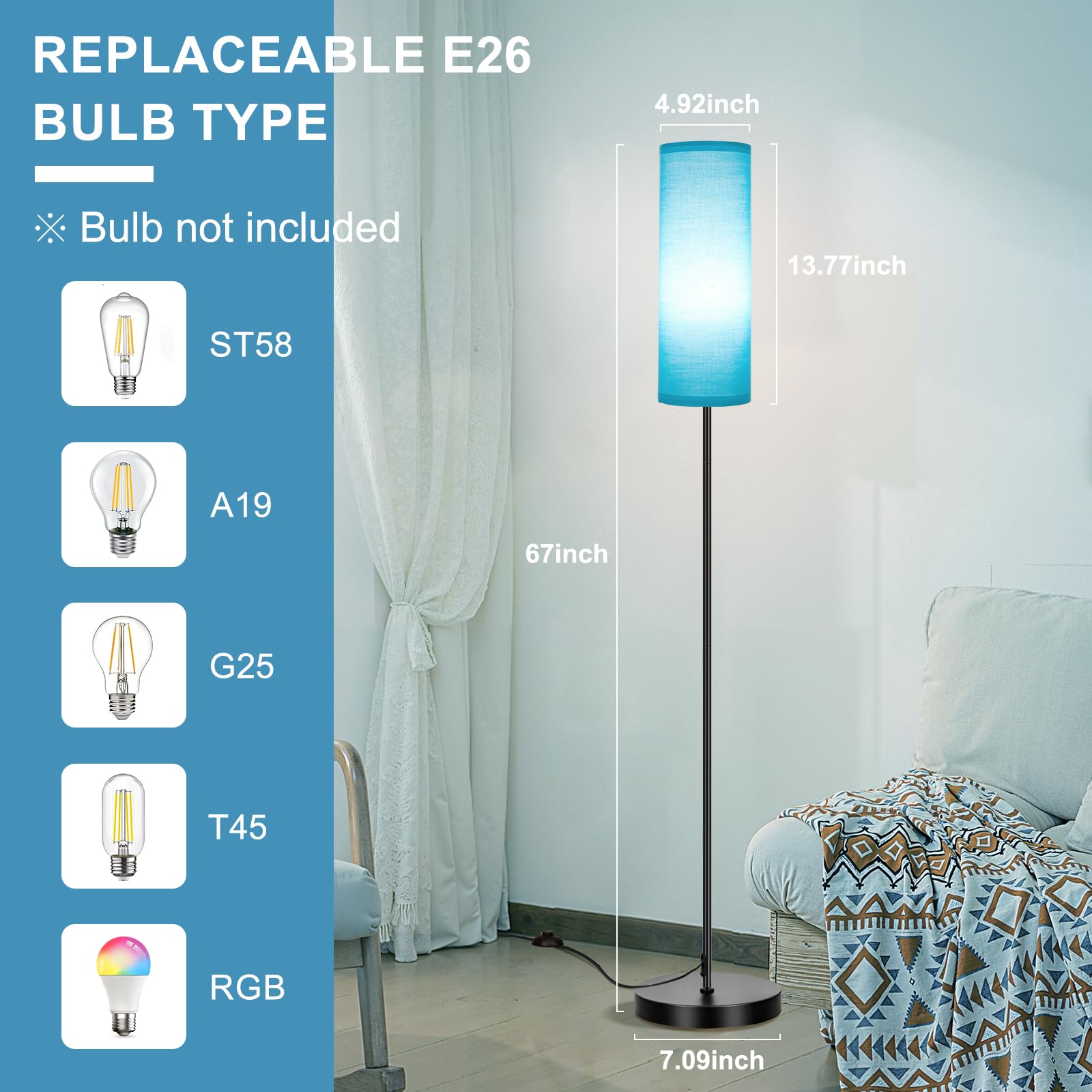 FRIDEKO HOME 2 Pack Floor Lamps for Living Room, Dimmable Colors Temperature & Brightness, Modern Floor Lamp with Remote, Tall Standing Lamps for Living Room Bedroom Office, Beige Shade 9W Smart Bulb