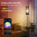 FRIDEKO HOME 2 Pack Floor Lamps for Living Room, Dimmable Colors Temperature & Brightness, Modern Floor Lamp with Remote, Tall Standing Lamps for Living Room Bedroom Office, Beige Shade 9W Smart Bulb