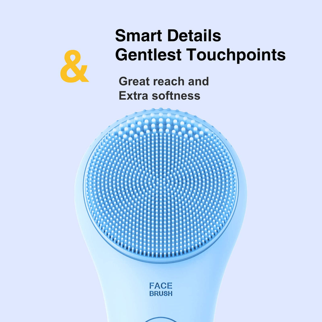 NågraCoola CLIE Facial Cleansing Brush, Waterproof and Rechargeable Face Scrub Brush for Men & Women, Cleansing, Exfoliating and Massaging, Electric Face Scrubber - Blue