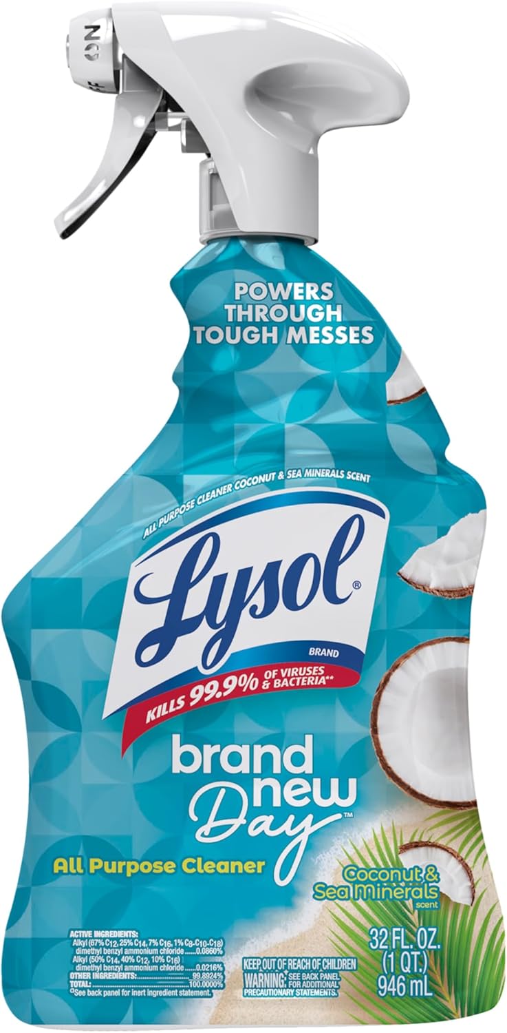 Lysol All Purpose Cleaner Spray, Multi-Purpose Disinfecting Spray, Kitchen & Bathroom Cleaner, Lemon Breeze, Lavender, & Mango Scents, 32oz (Pack of 4)