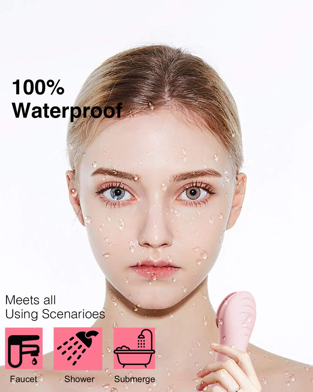 NågraCoola CLIE Facial Cleansing Brush, Waterproof and Rechargeable Face Scrub Brush for Men & Women, Cleansing, Exfoliating and Massaging, Electric Face Scrubber - Blue