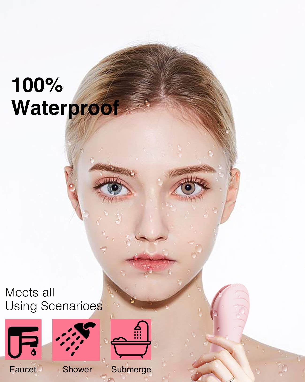 NågraCoola CLIE Facial Cleansing Brush, Waterproof and Rechargeable Face Scrub Brush for Men & Women, Cleansing, Exfoliating and Massaging, Electric Face Scrubber - Blue