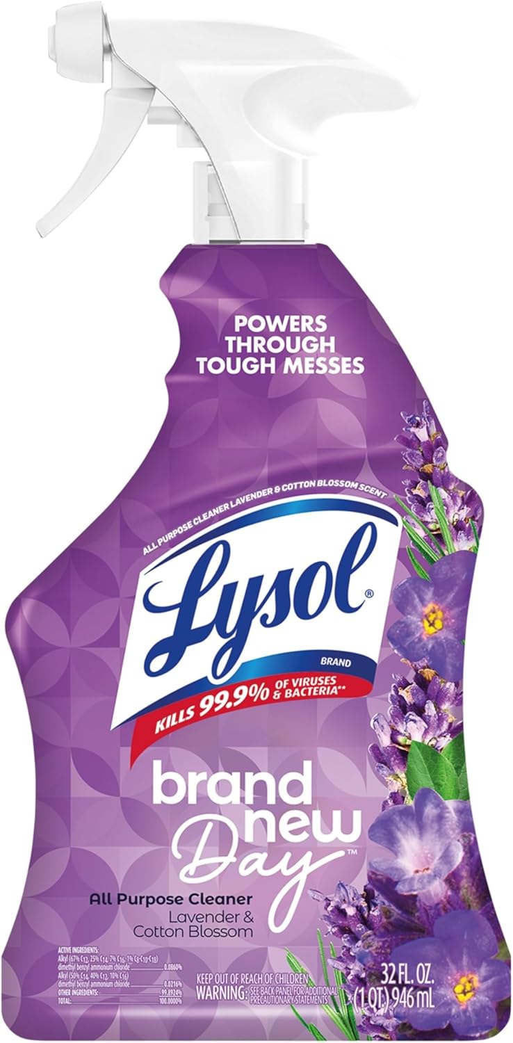 Lysol All Purpose Cleaner Spray, Multi-Purpose Disinfecting Spray, Kitchen & Bathroom Cleaner, Lemon Breeze, Lavender, & Mango Scents, 32oz (Pack of 4)