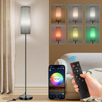 FRIDEKO HOME 2 Pack Floor Lamps for Living Room, Dimmable Colors Temperature & Brightness, Modern Floor Lamp with Remote, Tall Standing Lamps for Living Room Bedroom Office, Beige Shade 9W Smart Bulb