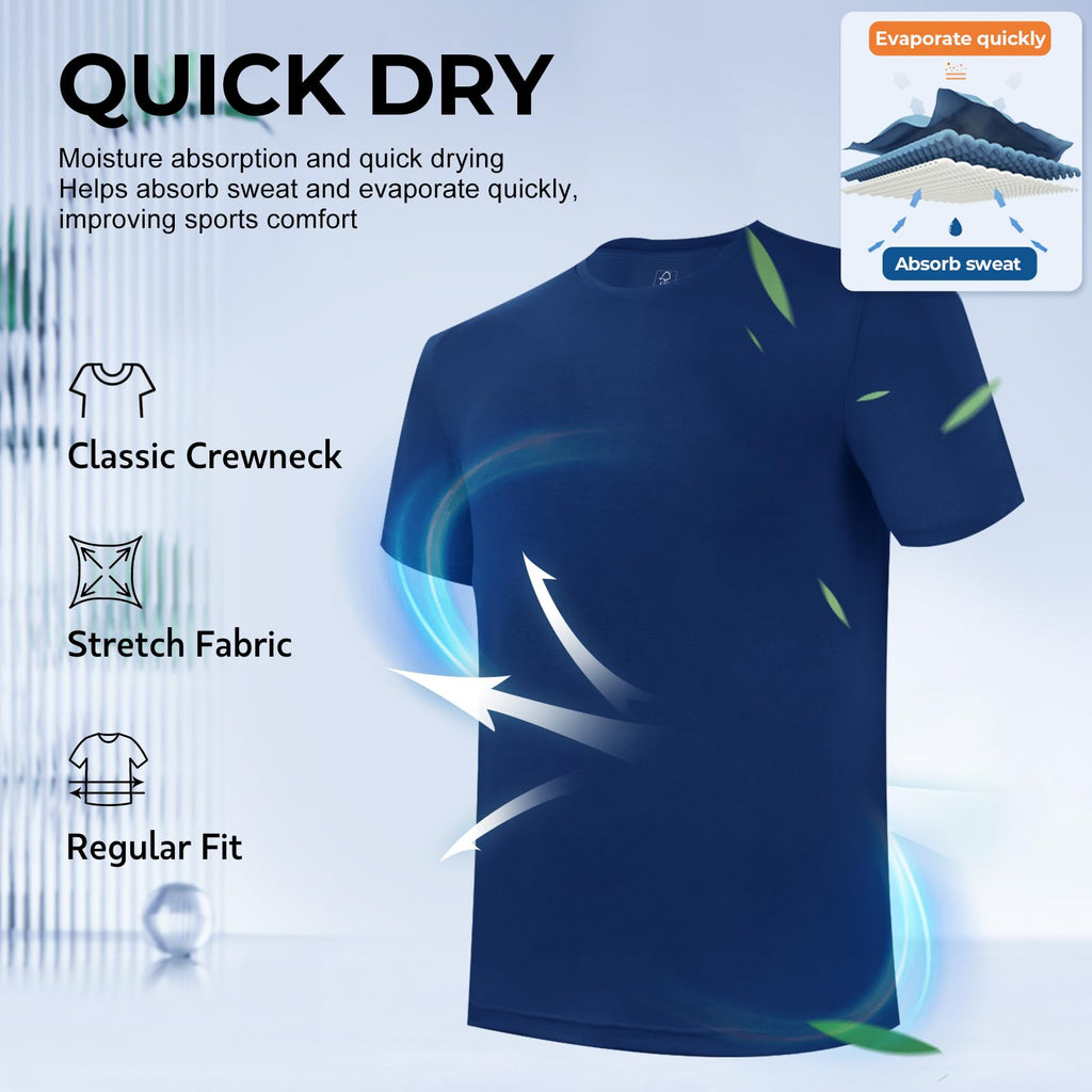BAMBOO COOL Mens Undershirts Pack, Soft T Shirts for Men, Moisture Wicking Tees, Stretchy Breathable Crew Neck Inner Shirt