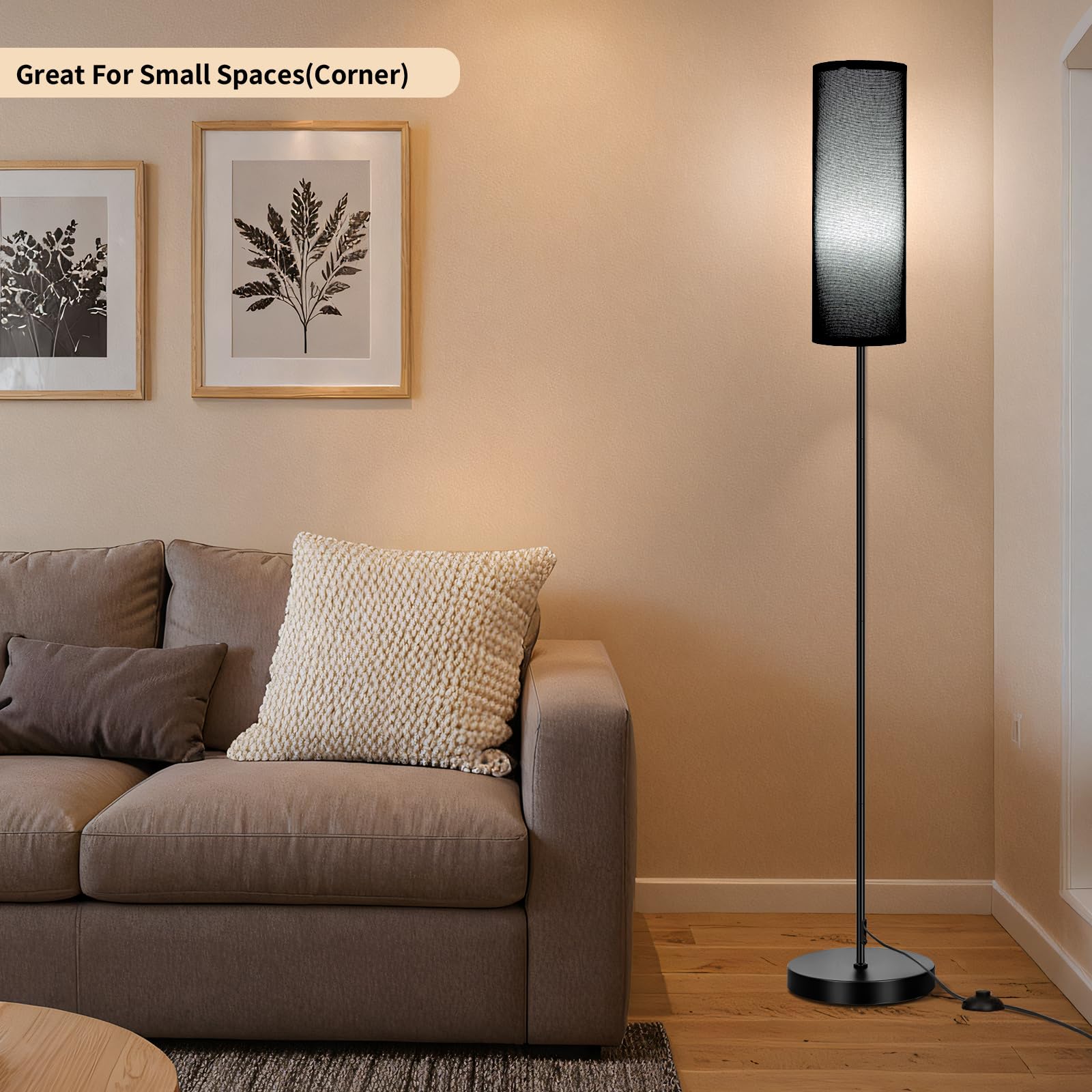 FRIDEKO HOME 2 Pack Floor Lamps for Living Room, Dimmable Colors Temperature & Brightness, Modern Floor Lamp with Remote, Tall Standing Lamps for Living Room Bedroom Office, Beige Shade 9W Smart Bulb