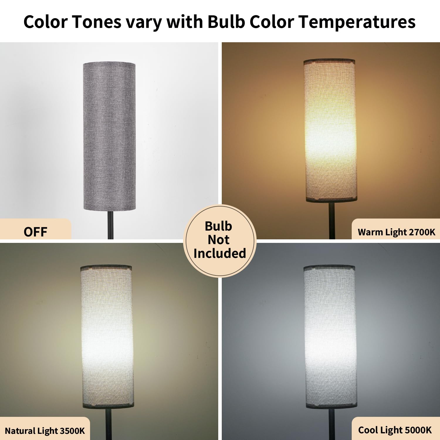 FRIDEKO HOME 2 Pack Floor Lamps for Living Room, Dimmable Colors Temperature & Brightness, Modern Floor Lamp with Remote, Tall Standing Lamps for Living Room Bedroom Office, Beige Shade 9W Smart Bulb