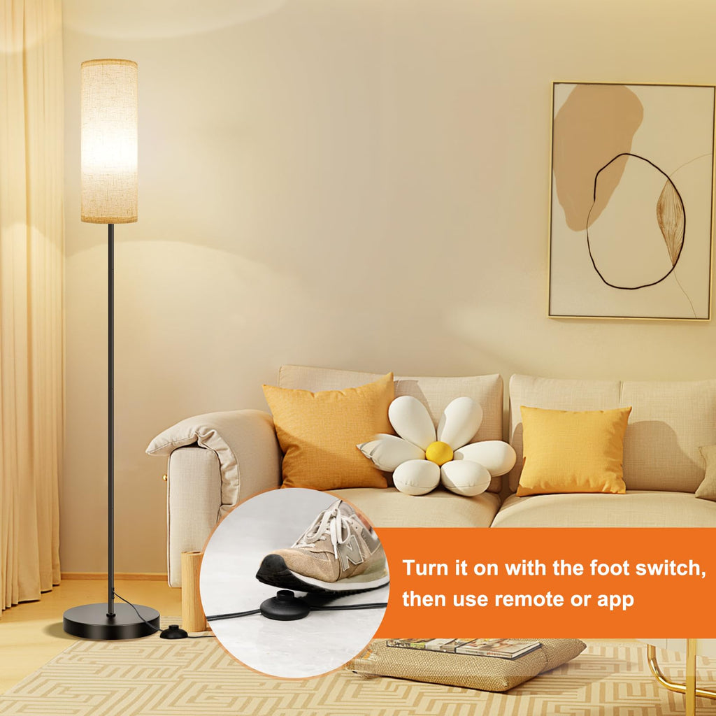FRIDEKO HOME 2 Pack Floor Lamps for Living Room, Dimmable Colors Temperature & Brightness, Modern Floor Lamp with Remote, Tall Standing Lamps for Living Room Bedroom Office, Beige Shade 9W Smart Bulb