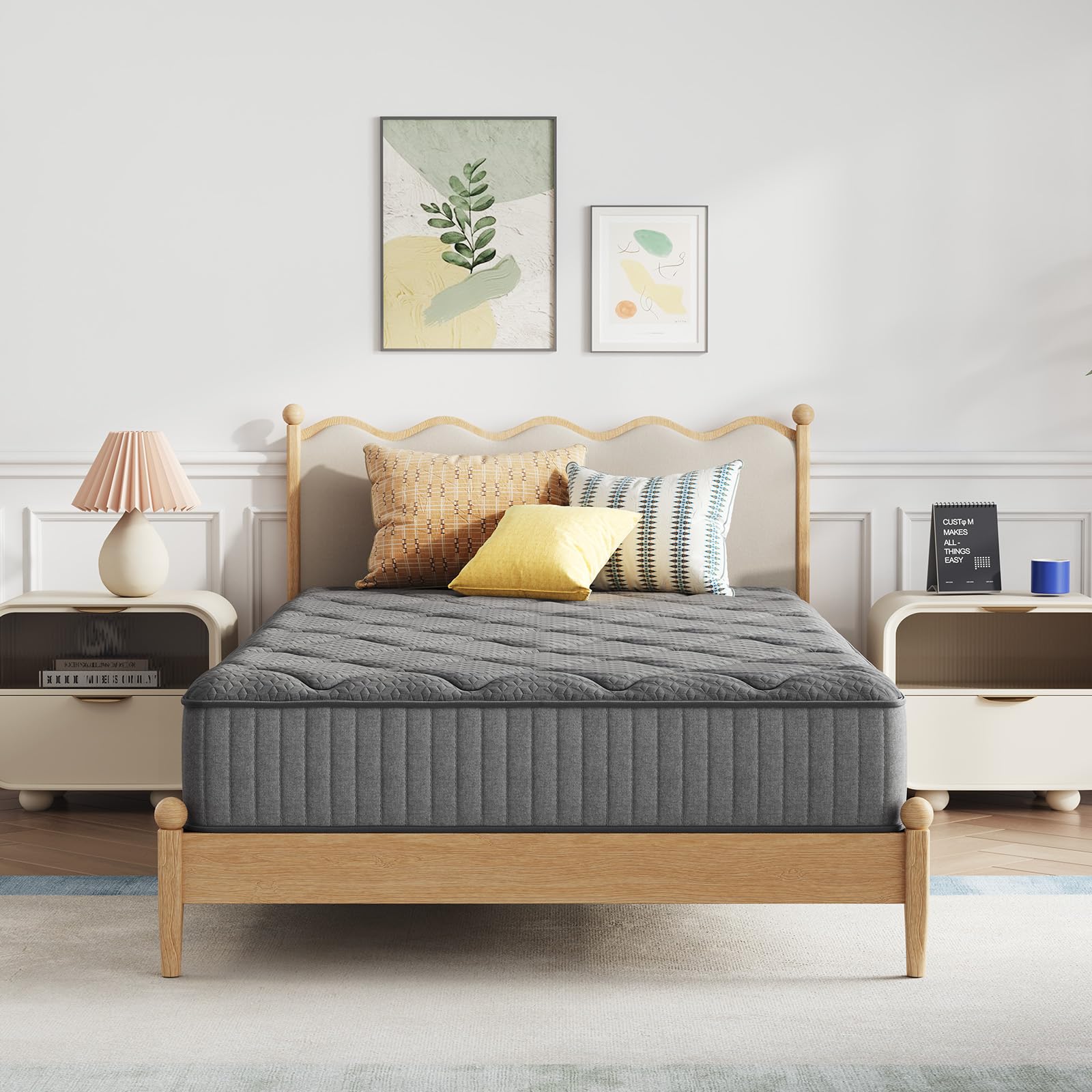 Novilla 14 Inch Queen Size Mattress,Hybrid Queen Mattress with Gel Memory Foam, Cool-to-Touch Nylon Blend & Pocketed Coils for Adaptive Body Support & Motion Isolation CertiPUR-US Certified