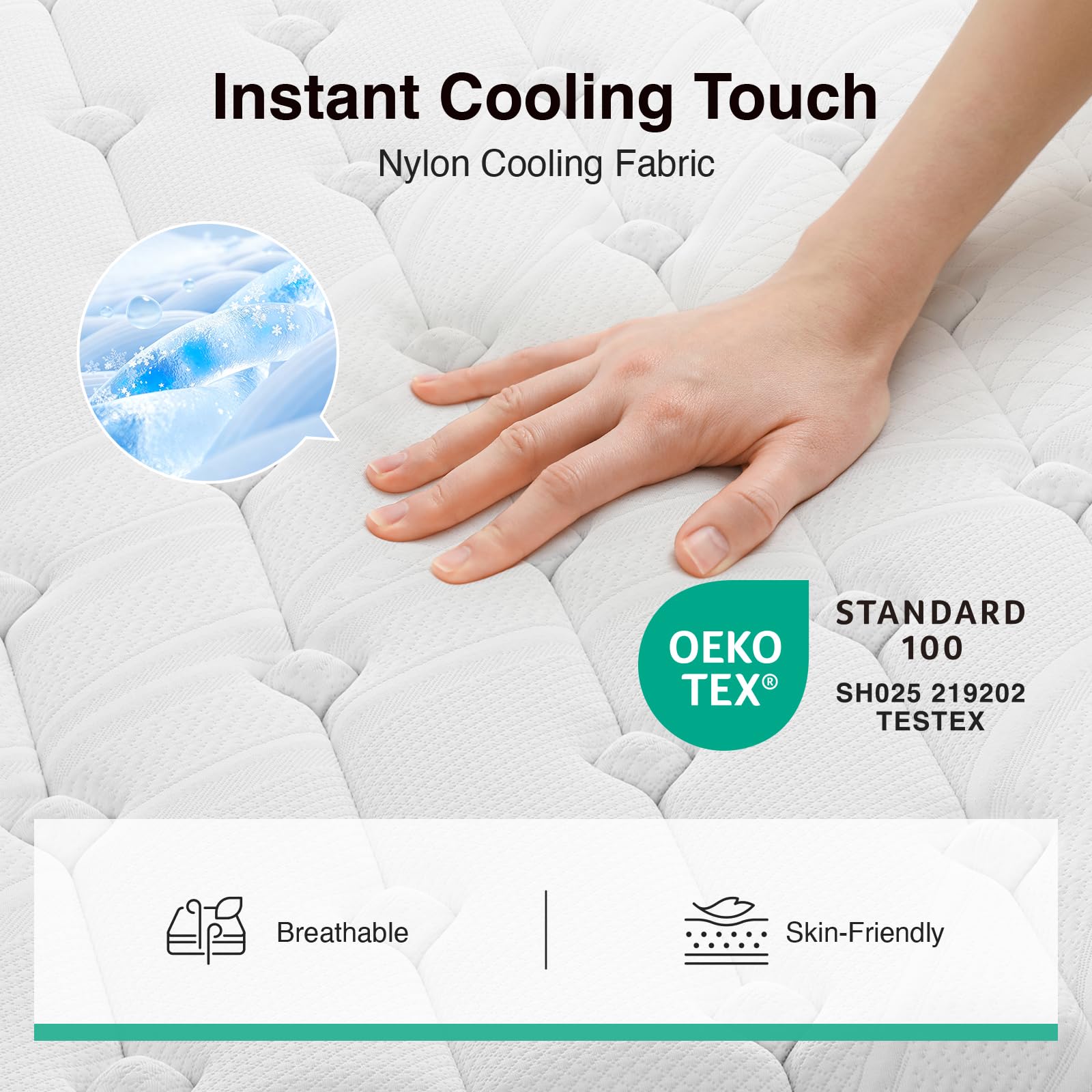 Novilla 14 Inch Queen Size Mattress,Hybrid Queen Mattress with Gel Memory Foam, Cool-to-Touch Nylon Blend & Pocketed Coils for Adaptive Body Support & Motion Isolation CertiPUR-US Certified