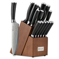 Sunnecko Knife Set with Block and Sharpener, 15 Piece Kitchen Knife Block Set Sharp Kitchen Knives High Carbon Stainless Steel with White Handles
